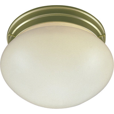 Plafonnier encastré rond 1 lumière en laiton poli avec verre blanc 1 lumière Gilvira