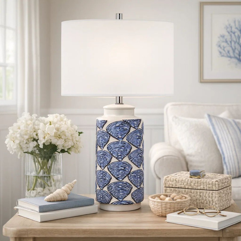 Lampe de table 27 po bleue / blanche