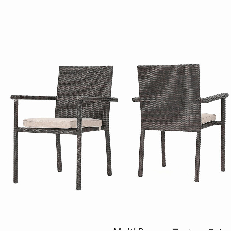 Chaise de salle à manger San Pico - Brun multi, 1 pièce avec coussin