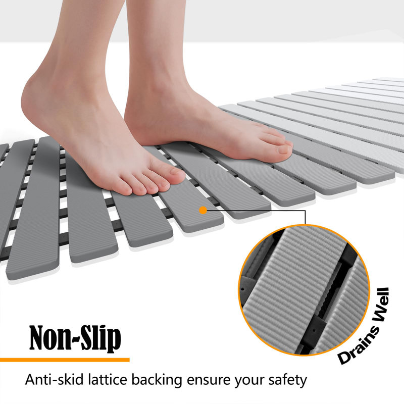 Tapis de bain antidérapant, Gris dégradé, Simple - L 27,5 po x l 15,7 po