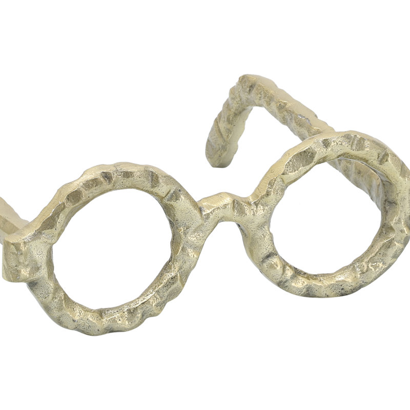 Secor Metal Eyeglasses Sculpture , 3" H x 7" W x 7" D, Gold