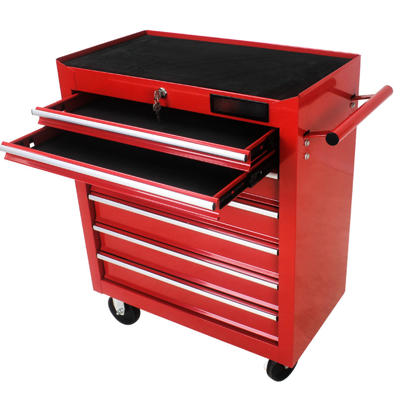 Chariot à outils mobile rouge 7 verrouillables, Rouge