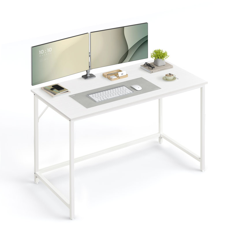 Alaeyah Metal Base Computer Desk, White, White