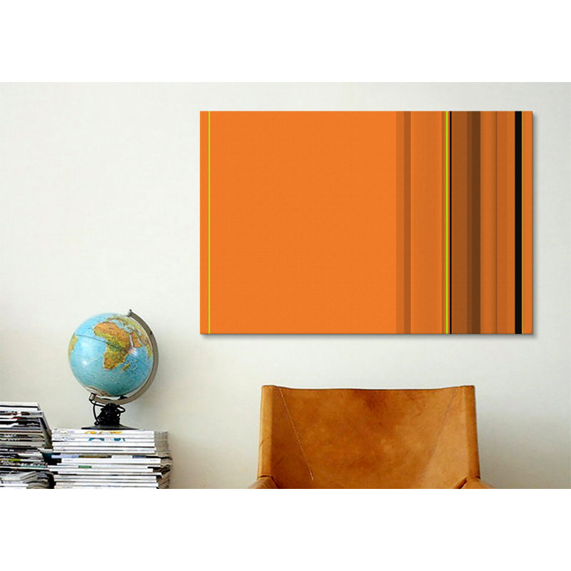 Citrouille rayée, impression sur toile en orange, H 40 po x l 60 po x P 1,5 po, Toile tendue, Pas de tapis