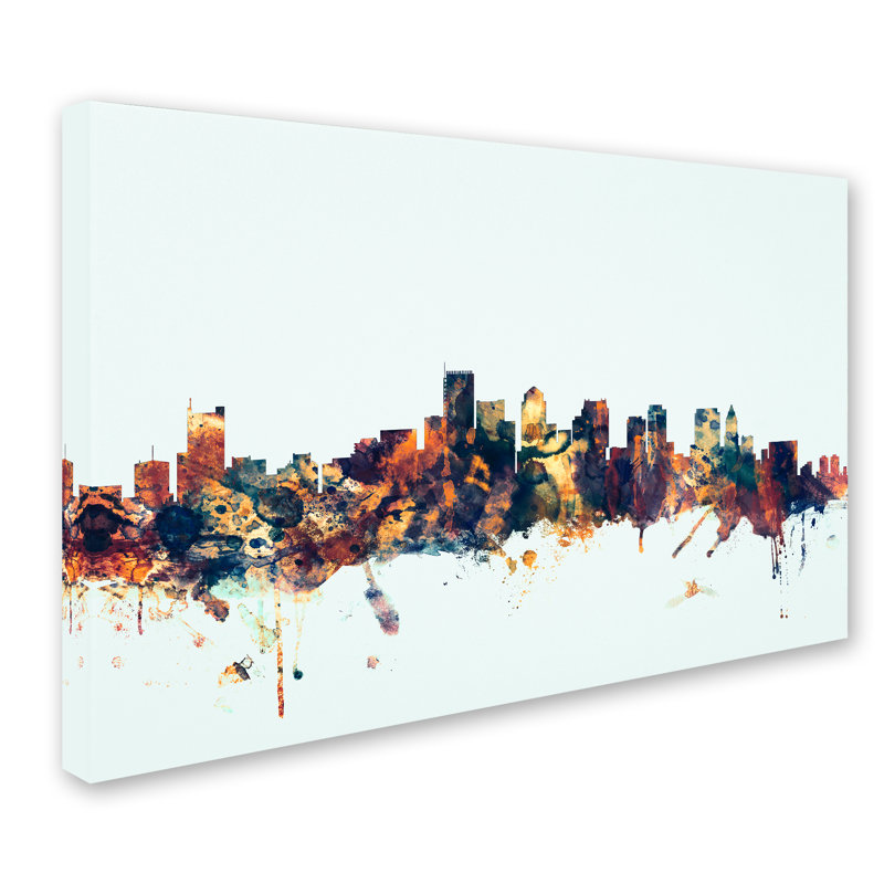 « boston ma horizon bleu », impression sur toile tendue, H 16 po x l 24 po x P 2 po