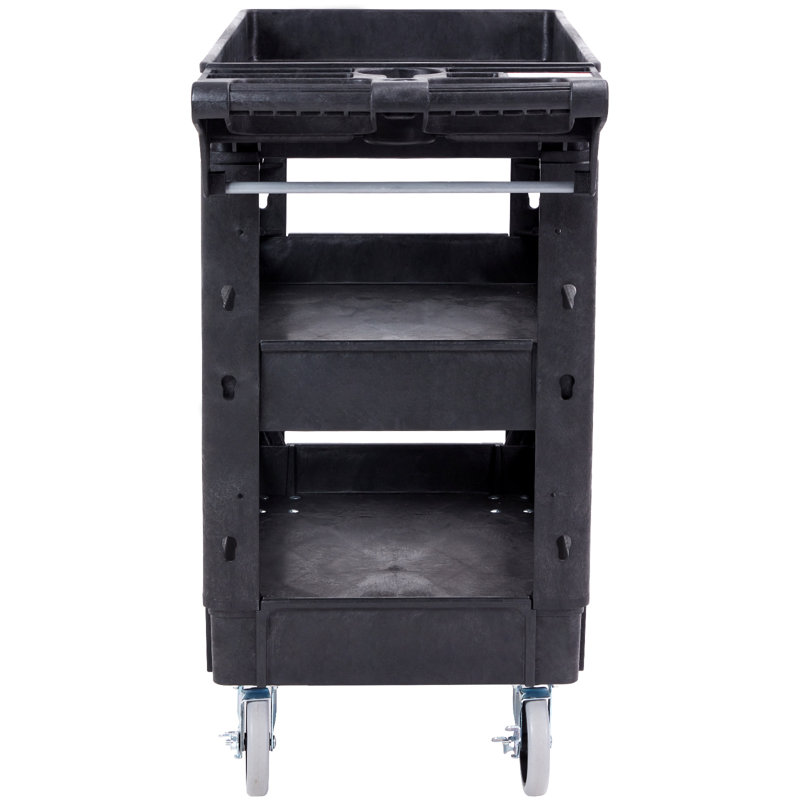Gray Heavy Duty 3-Shelf Utility Service Cart with Swivel Wheels