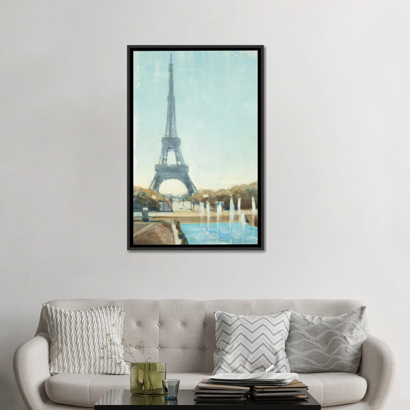 «Eiffel Tower», reproduction sur toile, H 26 po x l 18 po x P 1,5 po, Toile avec cadre noir, Pas de tapis