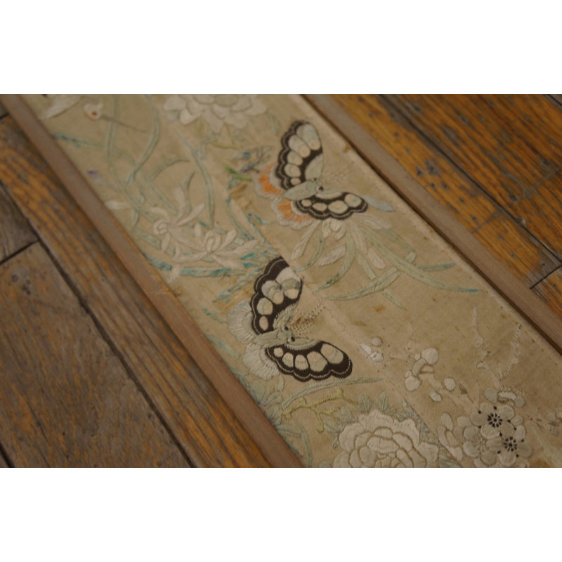 Antique Textile Chinese Allover Ivory Beige Cream White 1850s Rug