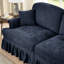 Bleu avec segment segmenté, pétale en forme évasée et chenille pour une assise confortable, modulaire classique 2 pièces avec design incurvé, tissu à fil argenté, plusieurs configurations de salon