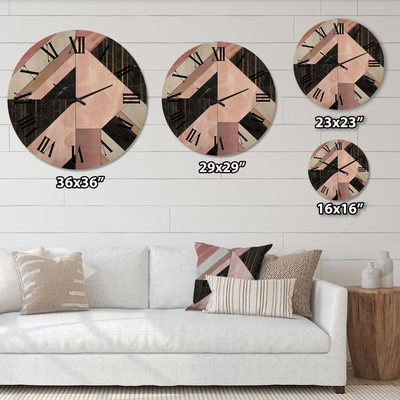 Horloge murale moderne en marbre et granit avec touches d'or, Très grand