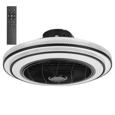 Ventilateur de plafond 20,5 po avec lampe suspendue ronde avec ventilateur 30 W à DEL avec télécommande à 3 vitesses