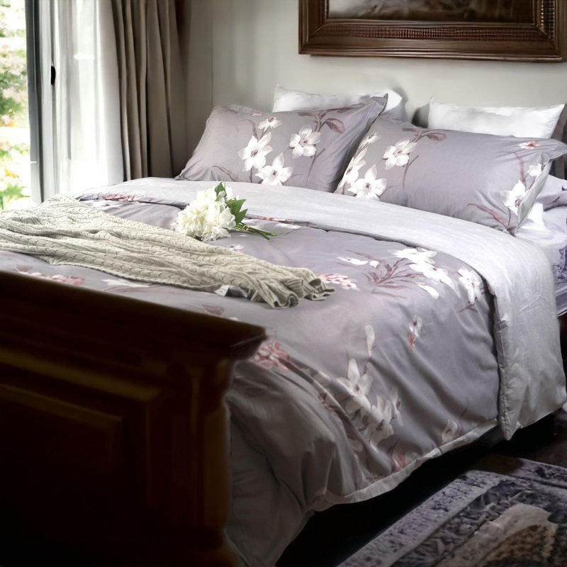 Housse de couette réversible en microfibre 3 pièces Kleopatros, Housse de couette grand et 2 taies d'oreiller stan