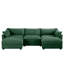 Canapé à assise profonde en U avec repose-pieds 3 places avec repose-pieds, canapé 3 places avec 2 repose-pieds mobiles, canapé modulaire surdimensionné avec tiroir de rangement sous chaque siège, vert chenille-2057060692