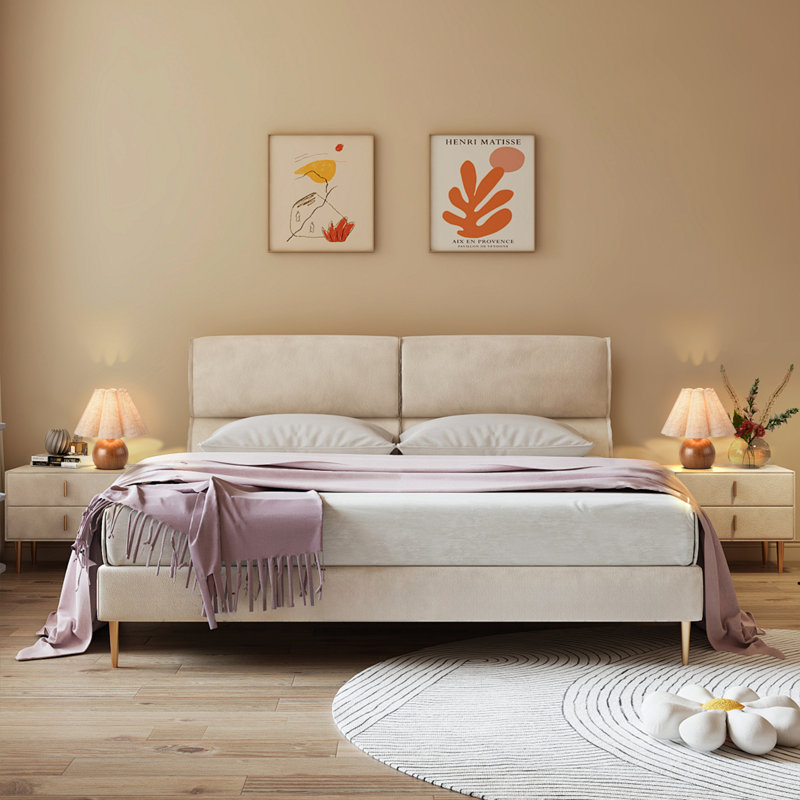 Lampe de table Lenee, Blanc, Brun clair, Oui