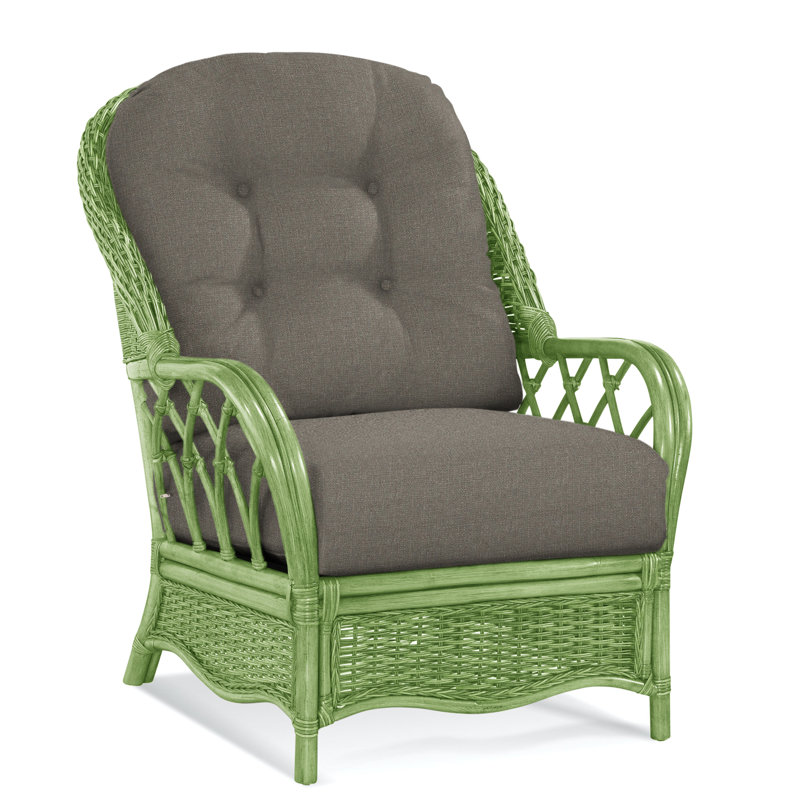  Everglade Rattan Arm Chair, Gray Sugar Performance; 0863-84, Sea Glass