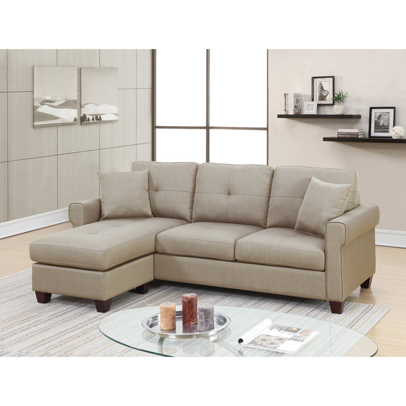 2-PCS SECTIONAL in Beige, Tissu beige
