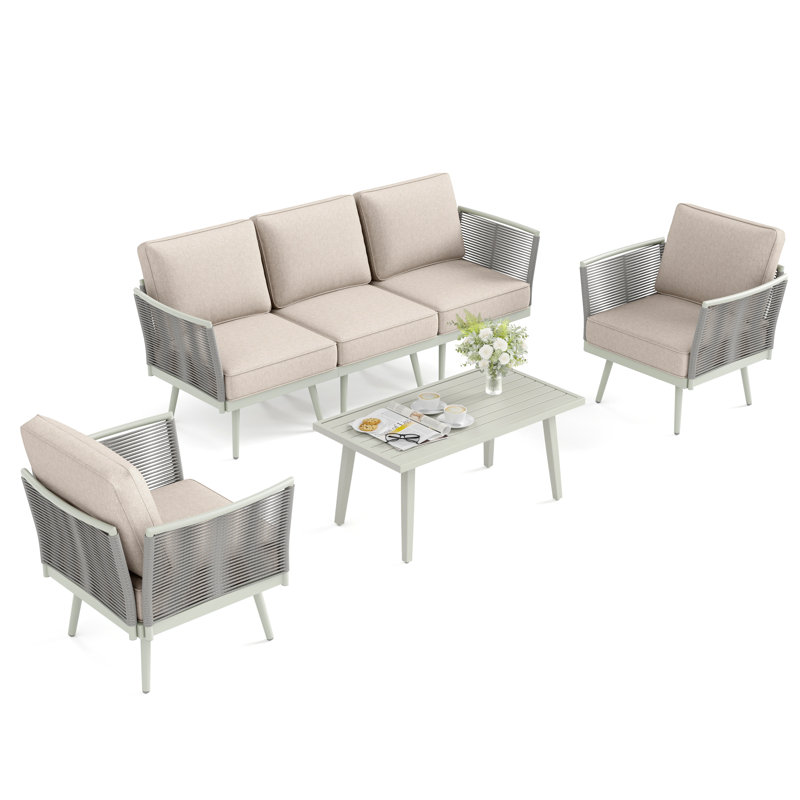 Outdoor Patio Conversation Set With Wicker And Rattan Weave – Stylish & Durable