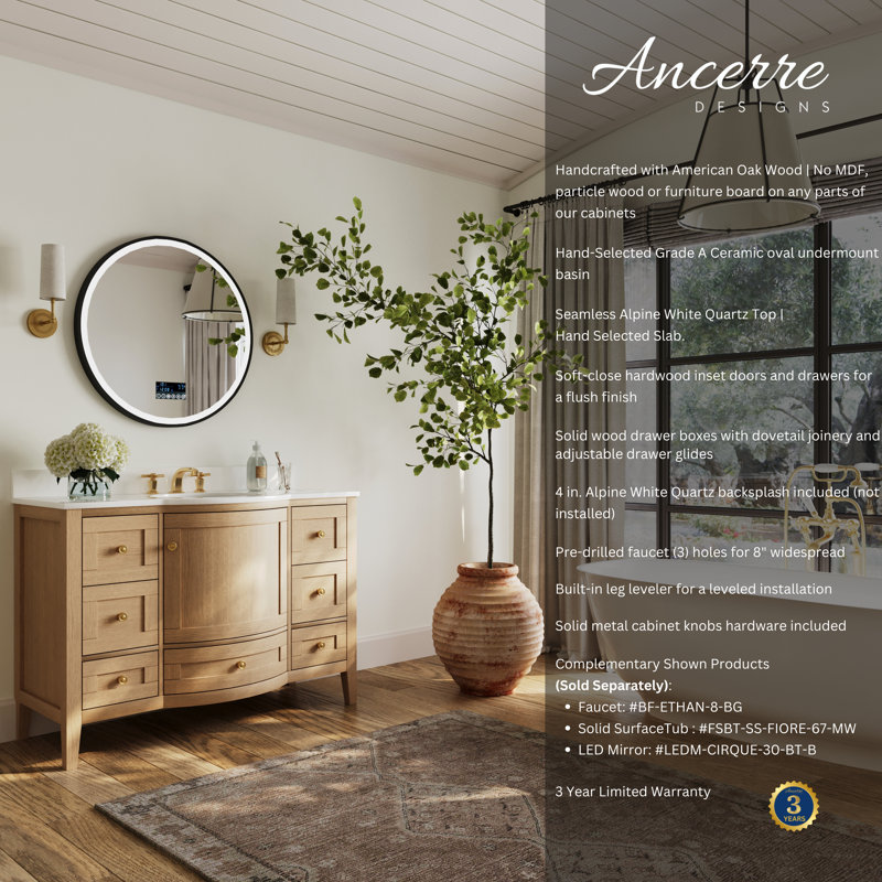 Lauren 48'' W Single Vanity, Gold, Oak
