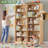 70.8" H 6 Tier Double Wide Freestanding Bookshelf Natural Bookcase with Open Display Storage for Bedroom Living Room Home-875908817-874493540