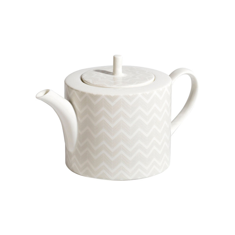 Missoni Tea Pot Or Coffee Pot ZIG ZAG  White Diam. 4.75", H 4.5"