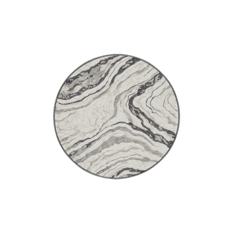 Tapis gris lavable à la machine, Rond 3 pi