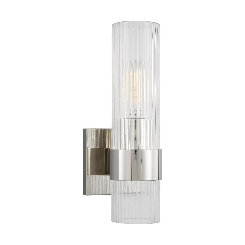Geneva 12.63" Polished Nickel Vanity Sconce with Clear Glass Shade