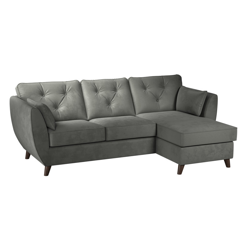 HOXTON CHAISE FOAM MALIA FOOT, Asphalt, Dark Brown Wood, Right Hand Facing