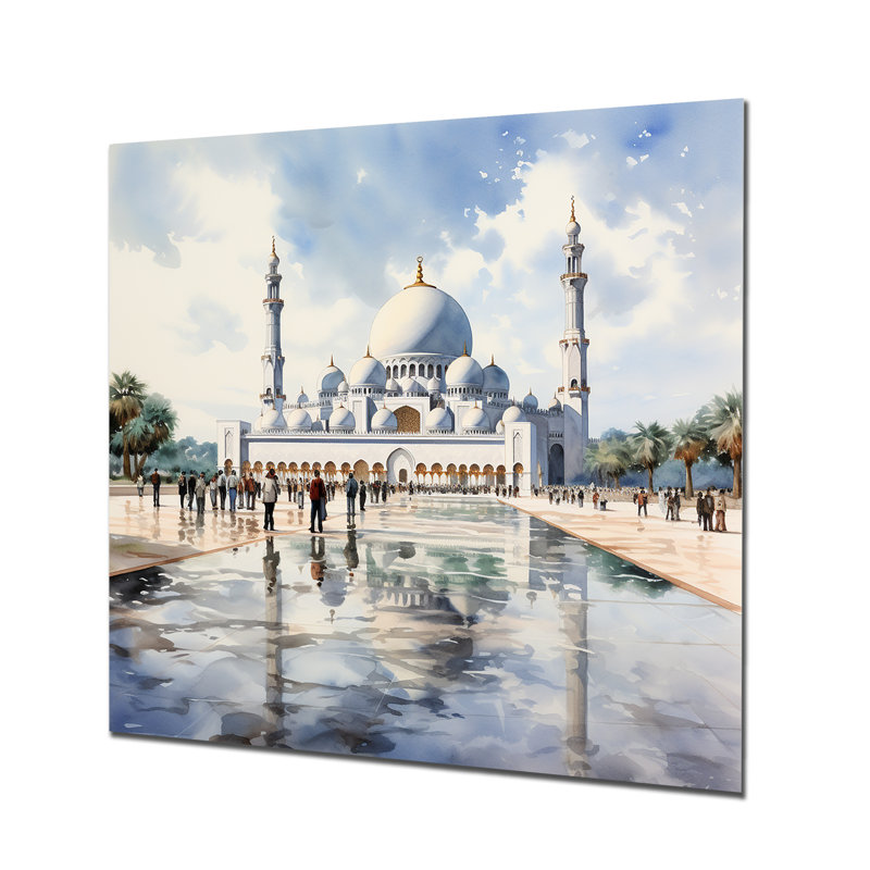 Grande mosquée Sheik Zayed EAU II - Art mural en métal, H 16 po x l 16 po