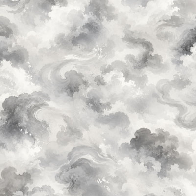 Peel and Stick Wallpaper Abstract Gray Cloud Soft Blended Brushstrokes Wall Mural 17.7"W x 118"H Self Adhesive Removable Wall Paper Renter Friendly Wallpaper for Nursery Bedroom Cabinets