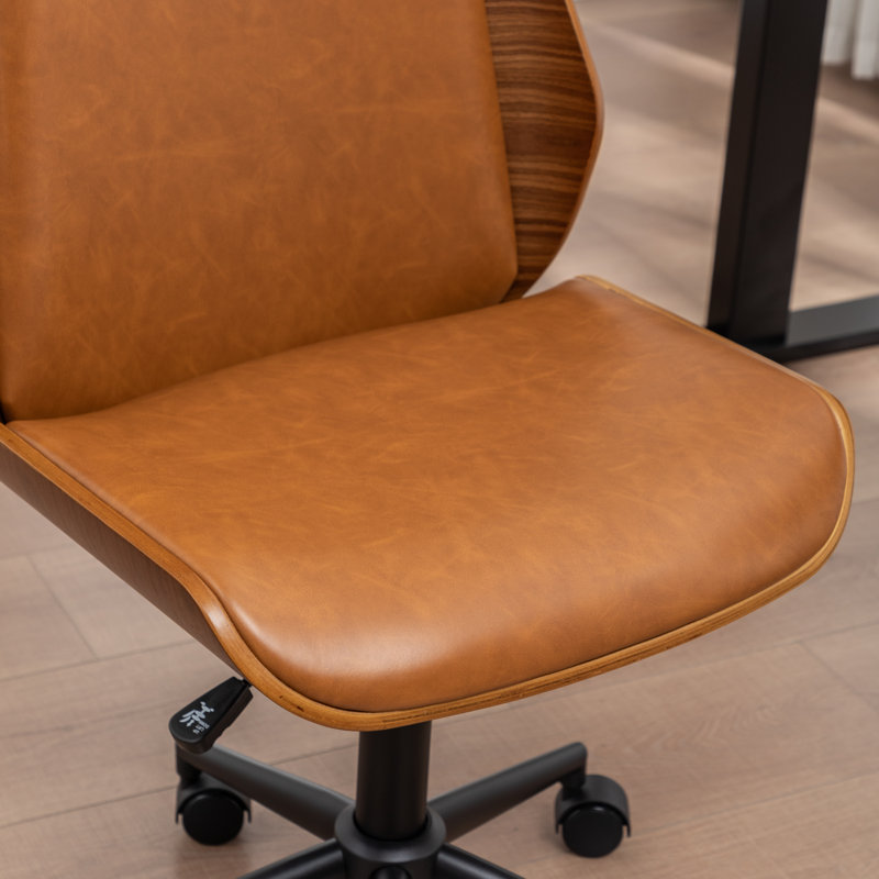 Chaise de bureau rembourrée en similicuir Bryonie, Brun
