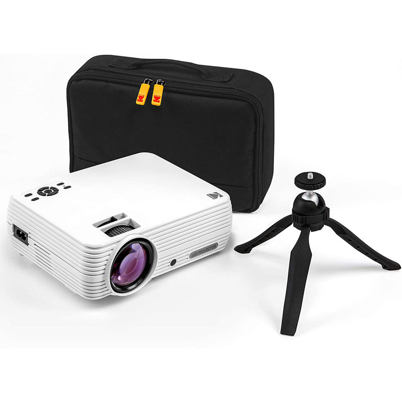 Compact White LED Home Theater Projector with Tripod
