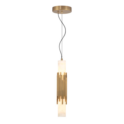 Venna, Pendant , 17", Antique Brass, Alabaster