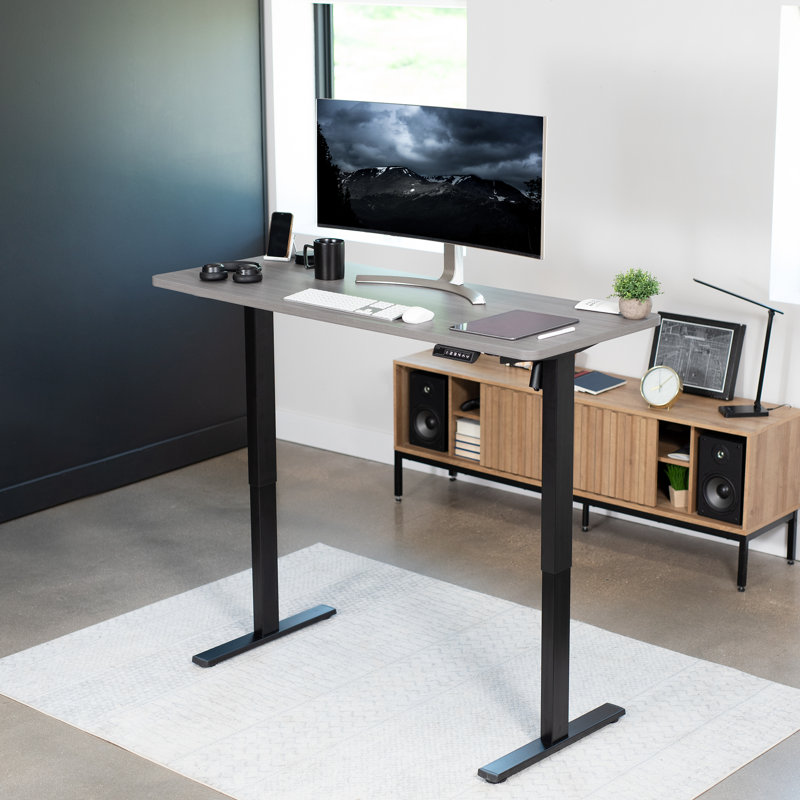 Dark Gray and Black Adjustable Height Electric Standing Desk
