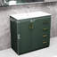 Meuble-lavabo vert 36 po avec lavabo en céramique, meuble de rangement en bois massif et meuble-lavabo autoportant