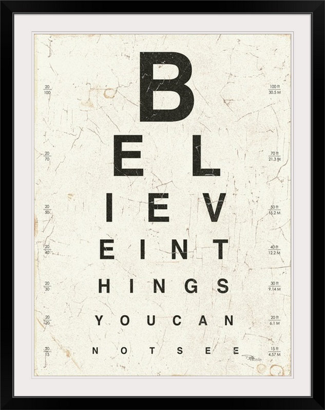 « i », art textuel Eye Chart, Cadre noir, H 44 po x l 35 po x P 1 po
