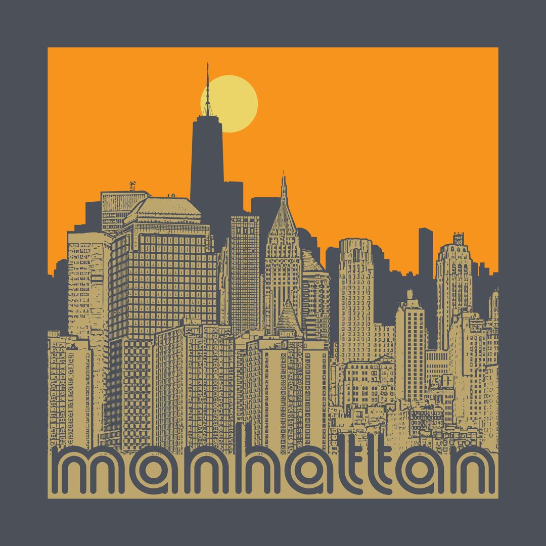 Manhattan, New York City, Silhouette Illustration von Flavijus - Drucken