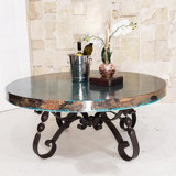 High End Coffee Table Snazzy Scroll Round Hammer Copper Top -1212 Aaa