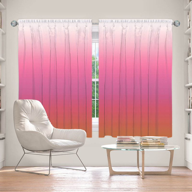 Vandela Room Darkening Curtain Pair, 40" W x 61" L, Peach/Orange/Pink