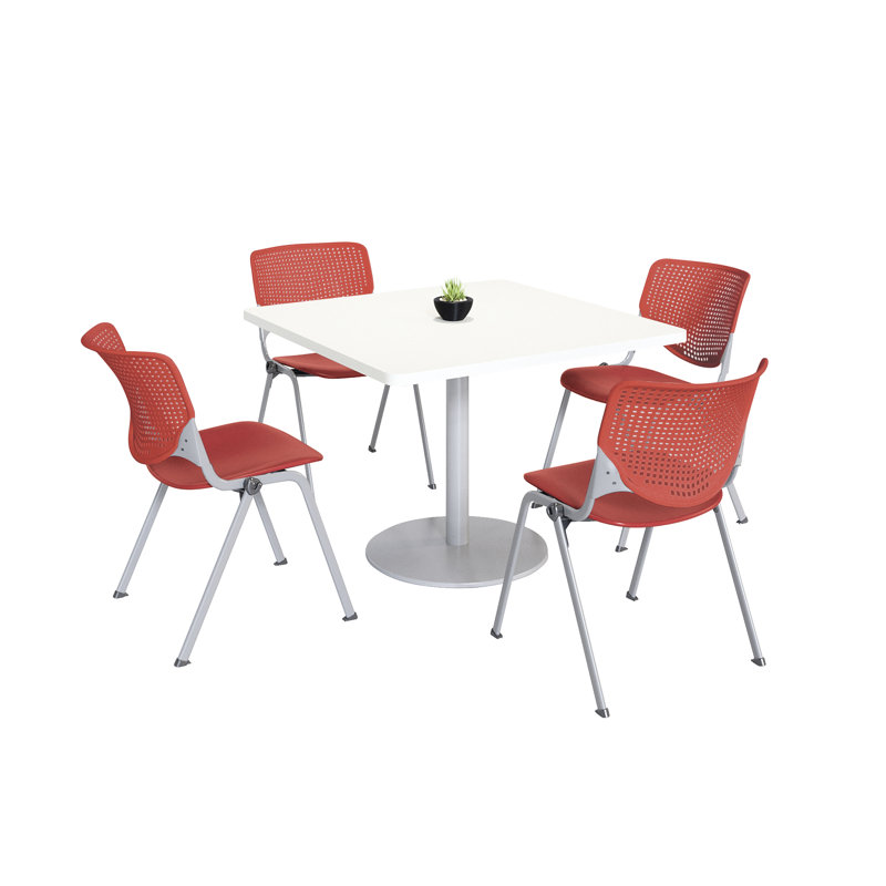 Ensemble de table de salle à manger et de chaise Kool Mode, Corail, H 29 po x L 42 po x l 42 po, Blanc