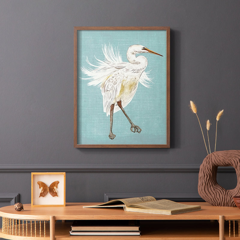 Heron Plumage III, reproduction encadrée - bois massif, H 28 po x l 22 po, Cadre photo brun simple