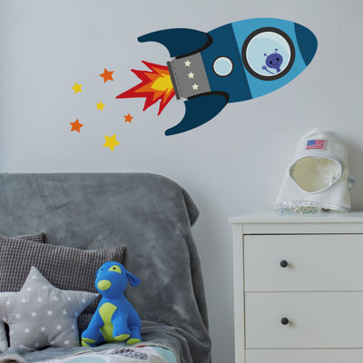 Flying Rocket Wall Stickers