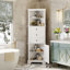 Grande armoire triangulaire blanche avec 3 tiroirs et tablettes réglables pour la salle de bain-553788329