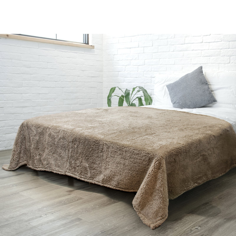Taupe Twin Sherpa Fleece Faux Fur Blanket