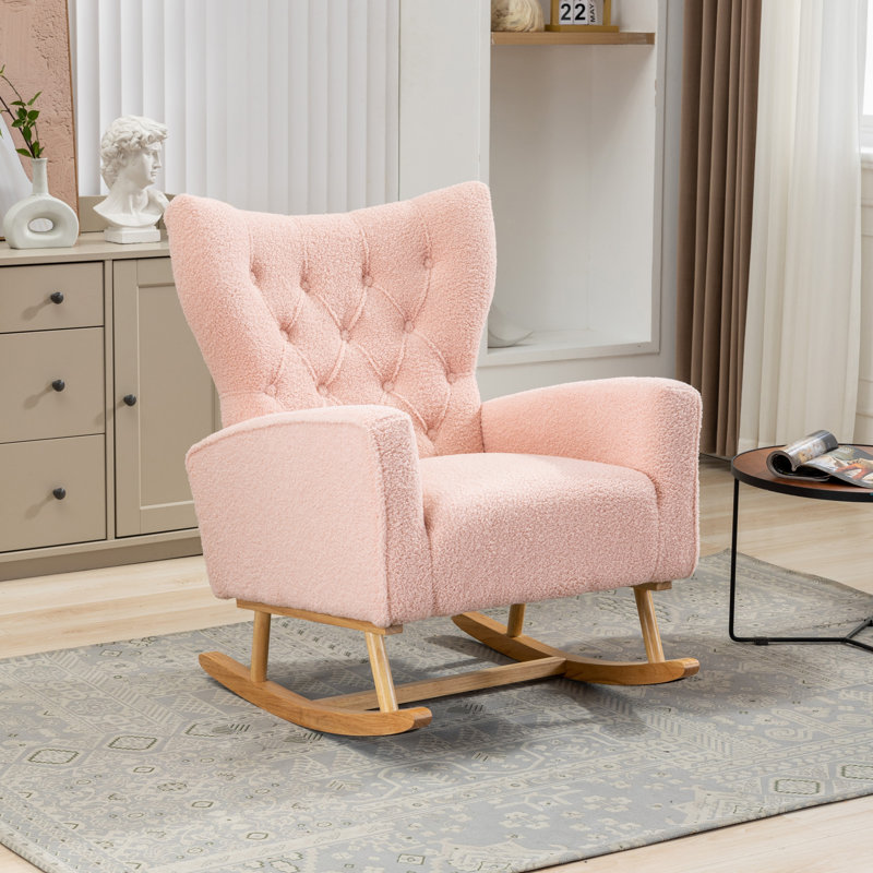 Chaise berçante Kristy, Rose, Boucle