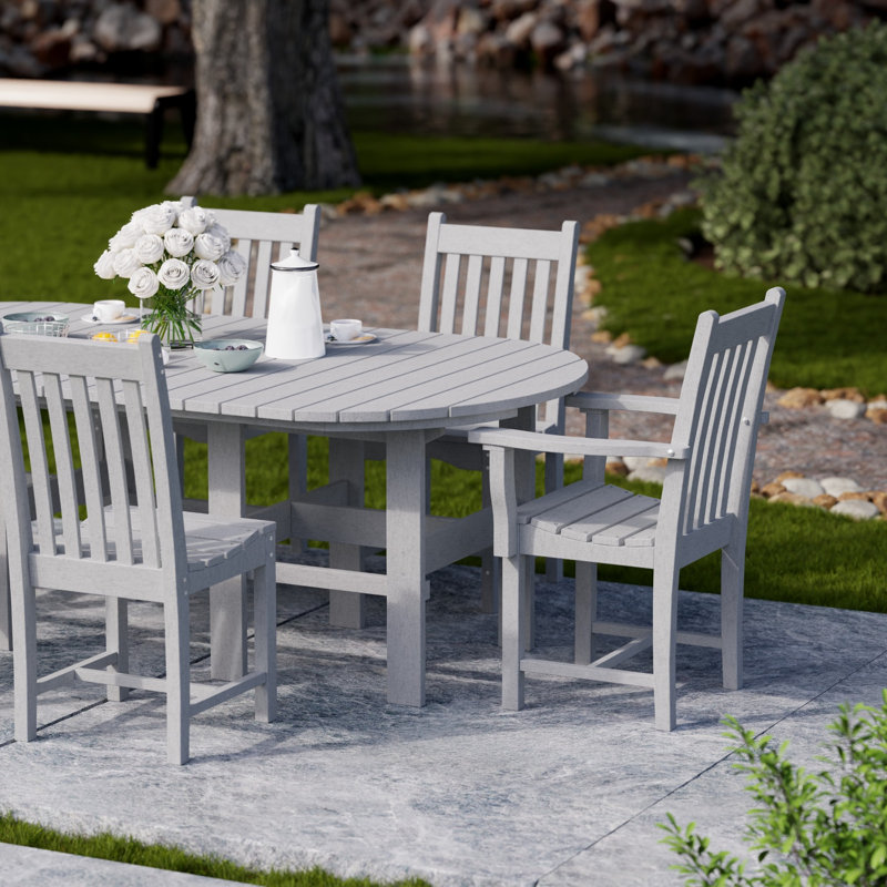 Classic 7-Piece 44" x 84" Dining Set, Light Gray