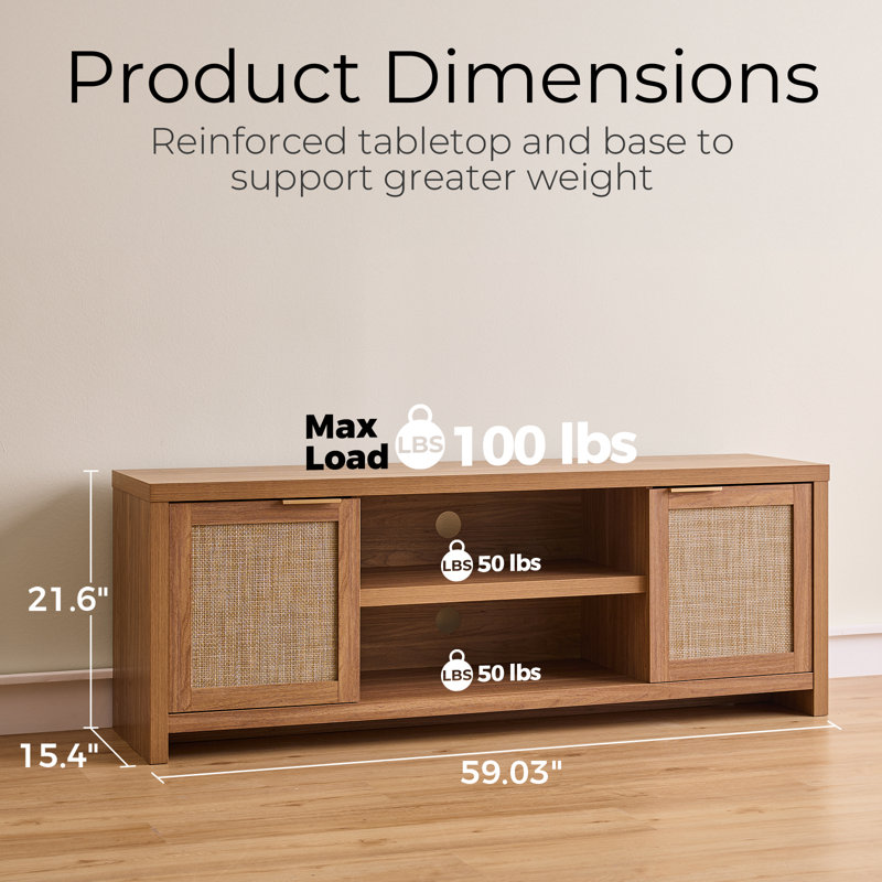 Console for TVs up to 65, Natural Oak
