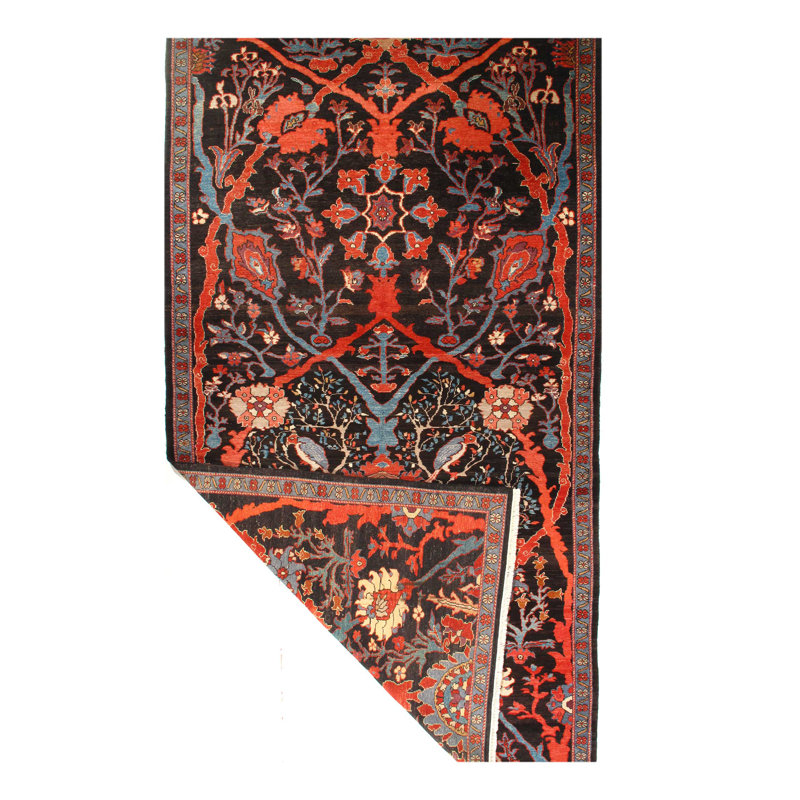 One-of-a-Kind 12'8" X 6'11" 1970s Wool Area Rug in Brown/Red/Blue