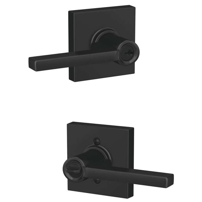 Latitude Keyed Entry Lever with Collins Trim, Matte Black