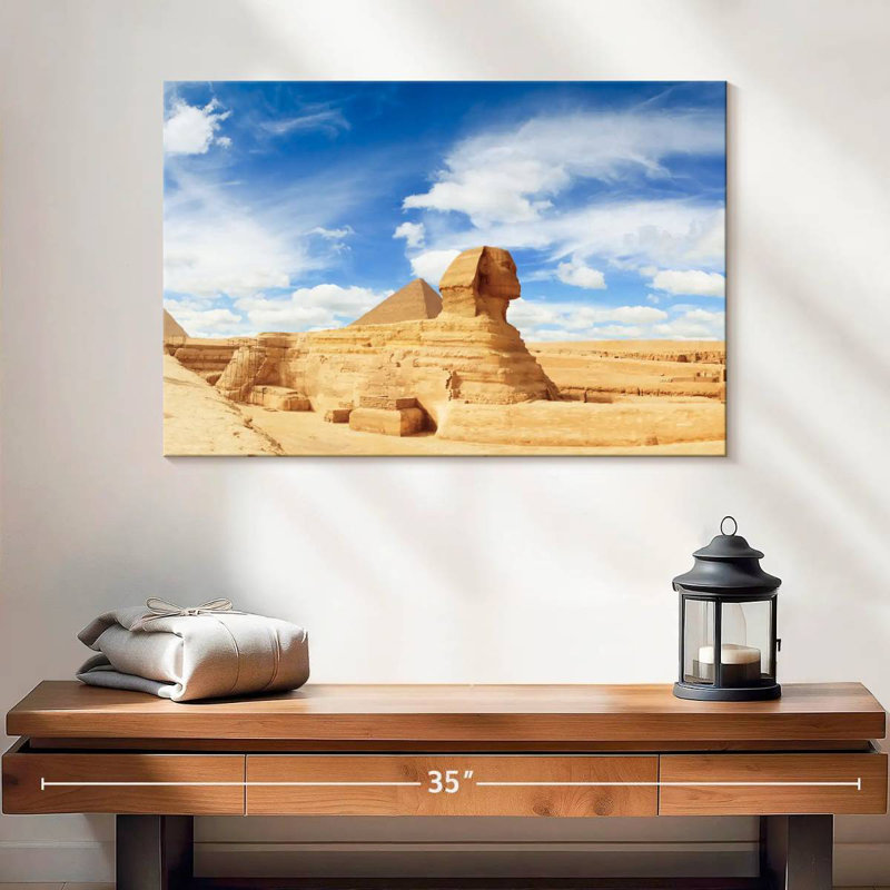 Adella, ciel nuageux sur un sphinx égyptien, H 16 po x l 24 po