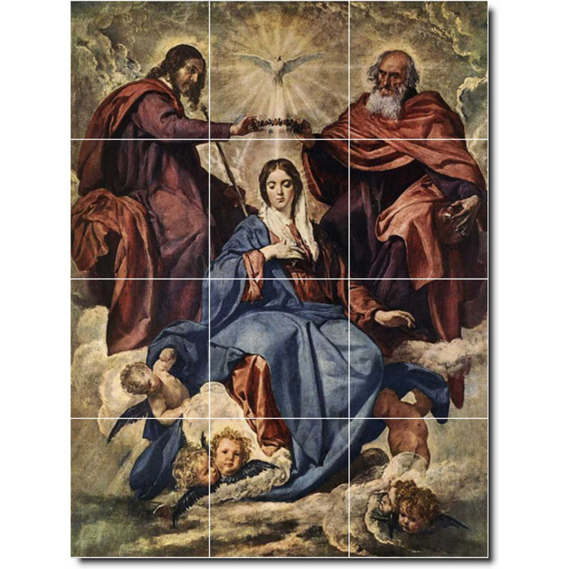 Carreau de céramique décorative 36 po x 48 po 12 po x 12 po, Diego Velazquez, peinture religieuse W09144